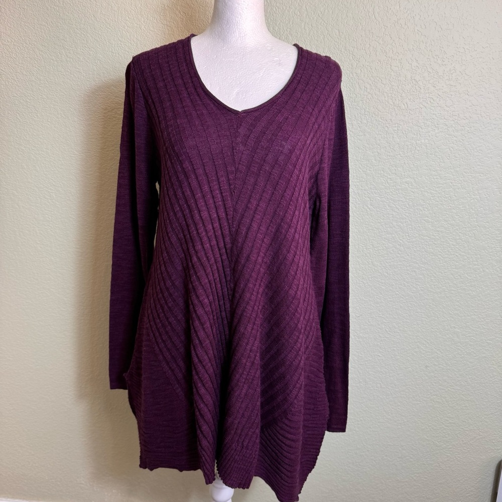 Women's‎ Sweater Beatrix OST Purple Size M NWT V-Neck Loose Fit Ribbed Flowy
